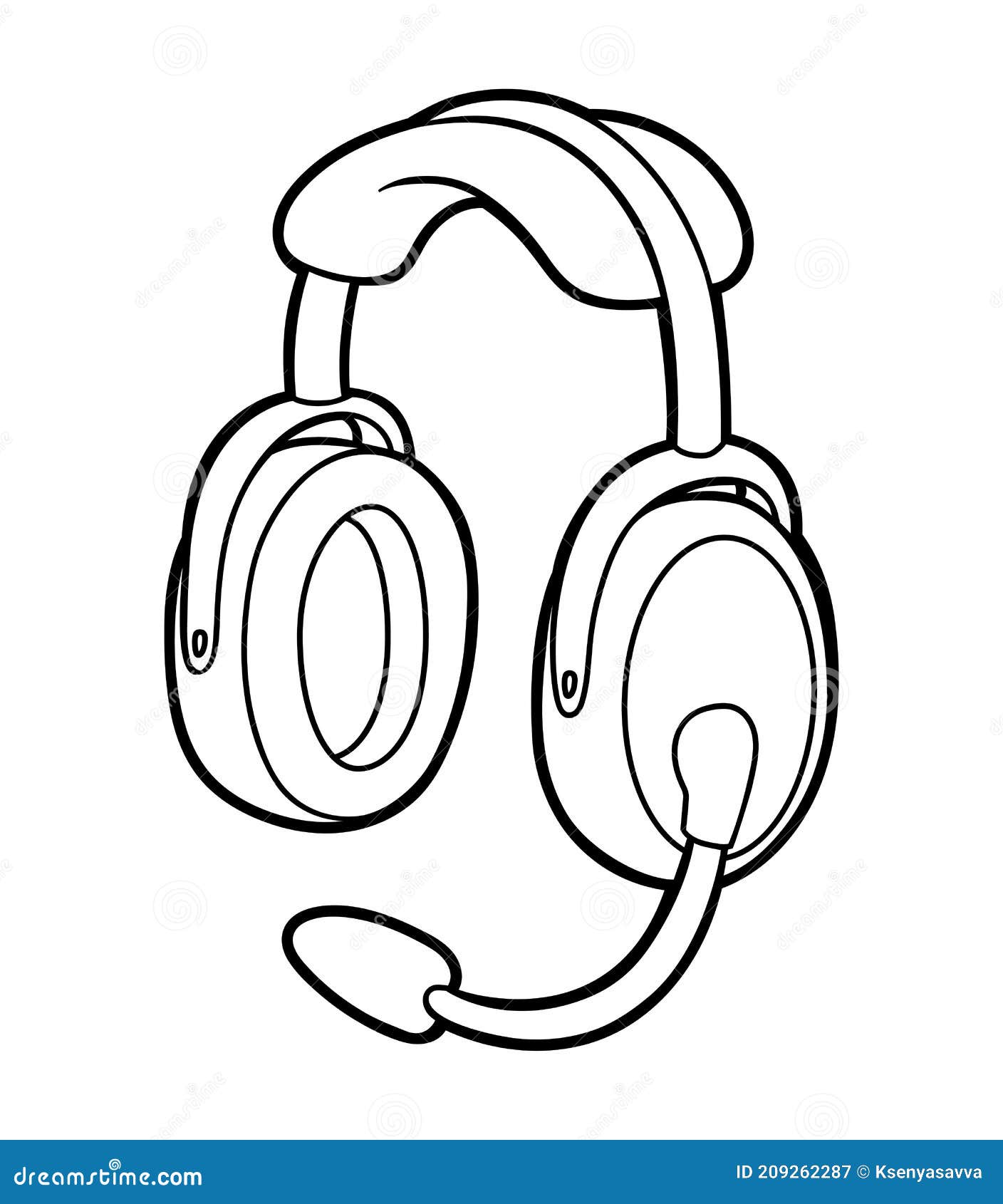 Coloring book for kids pilots headphones stock vector