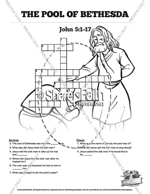 John pool of bethesda sunday school coloring pages â