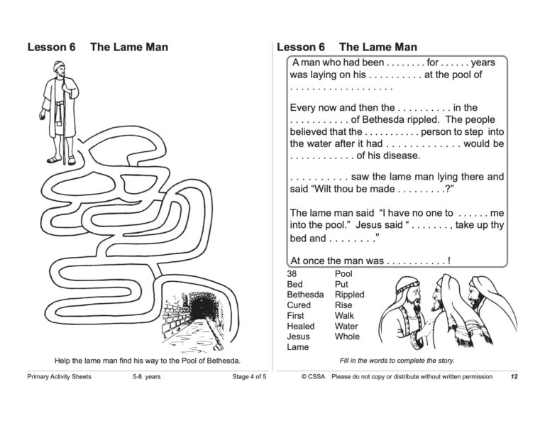 Jesus heals the man at the pool of bethesda cssa primary stage lesson â magnify him together