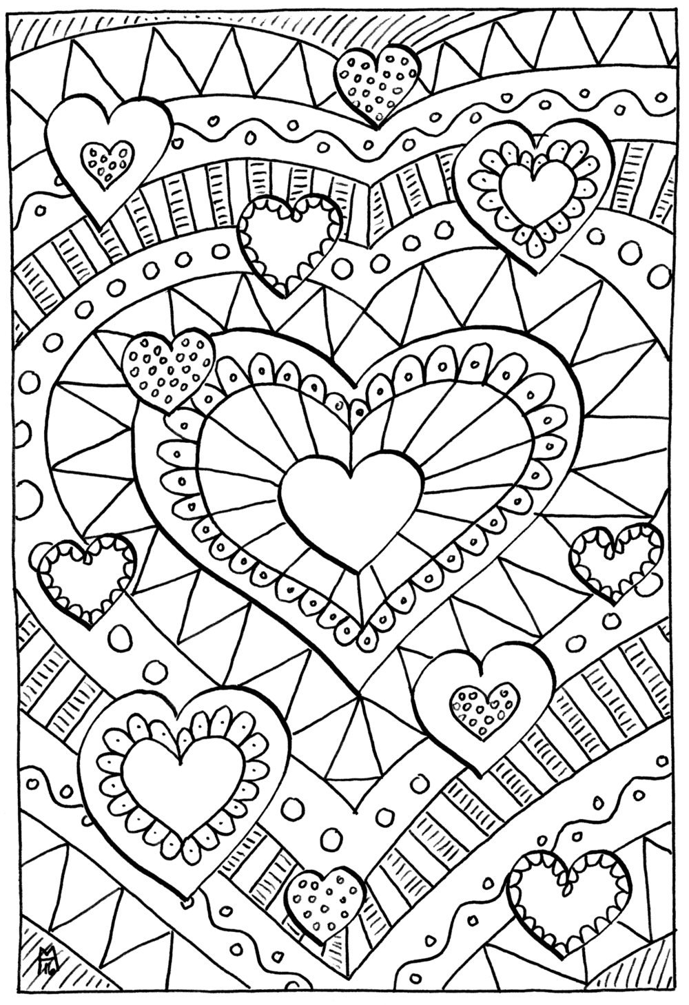 Healing hearts coloring page
