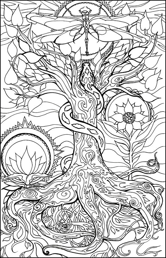 Healing colouring page drawing by katherine nutt