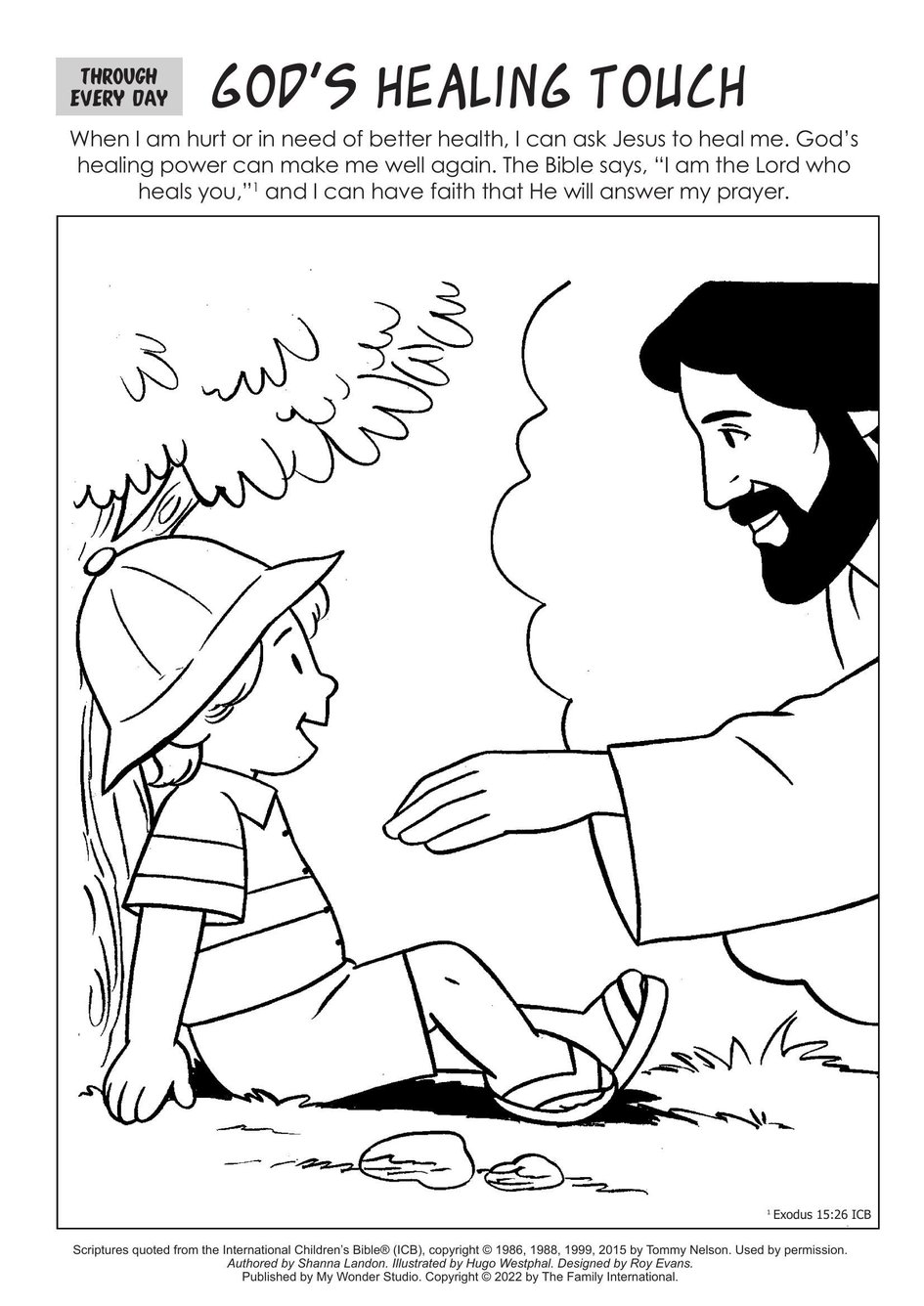 Coloring page through every day gods healing touch my wonder studio