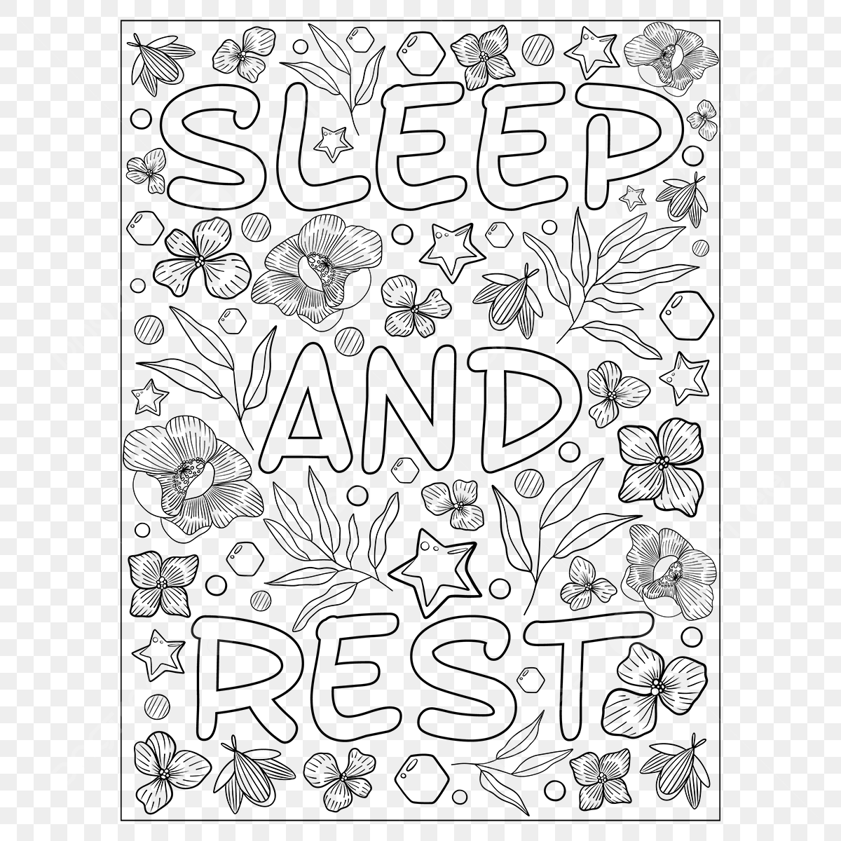 Mental health doctor vector design images mental health coloring page with letters flowers stars and plants flower drawing flowers drawing star drawing png image for free download