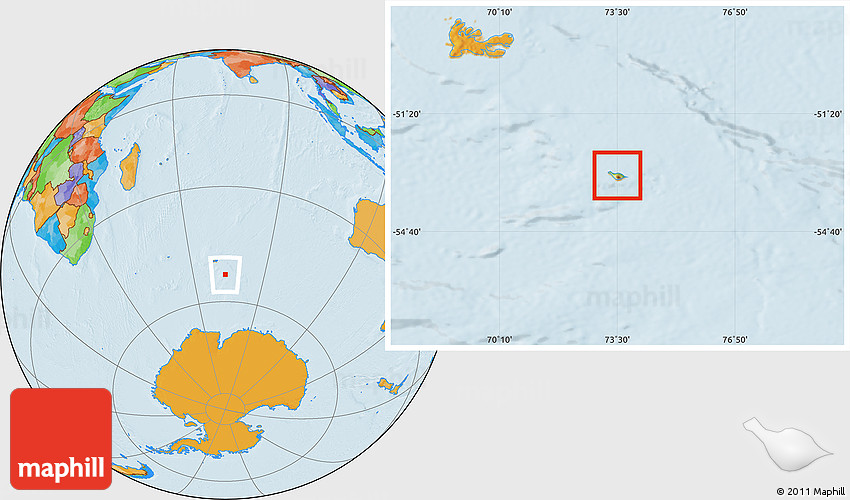 Physical location map of heard island and mcdonald islands political outside