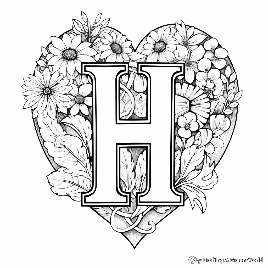 H is for heart coloring pages