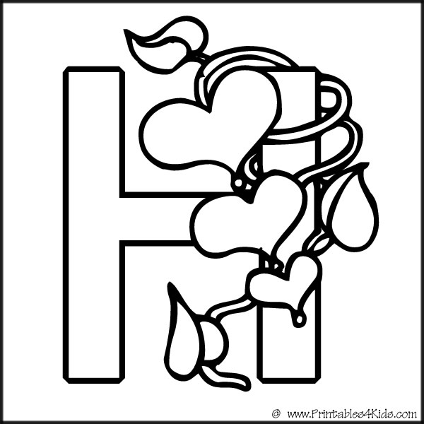 Alphabet coloring page letter h hearts â printables for kids â free word search puzzles coloring pages and other activities