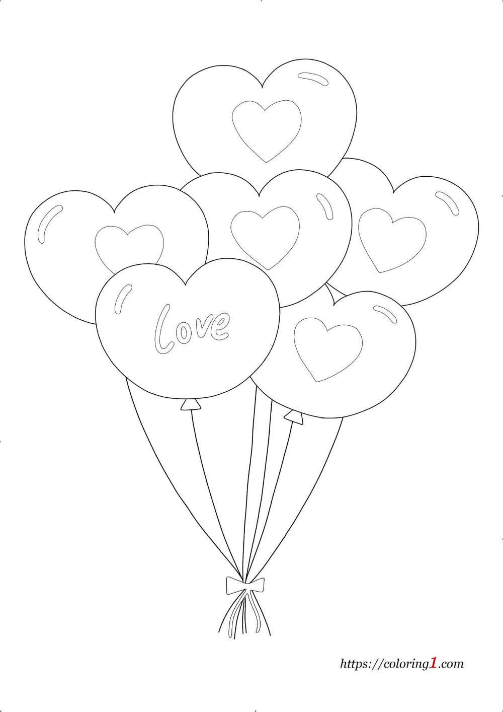 Heart balloons coloring pages