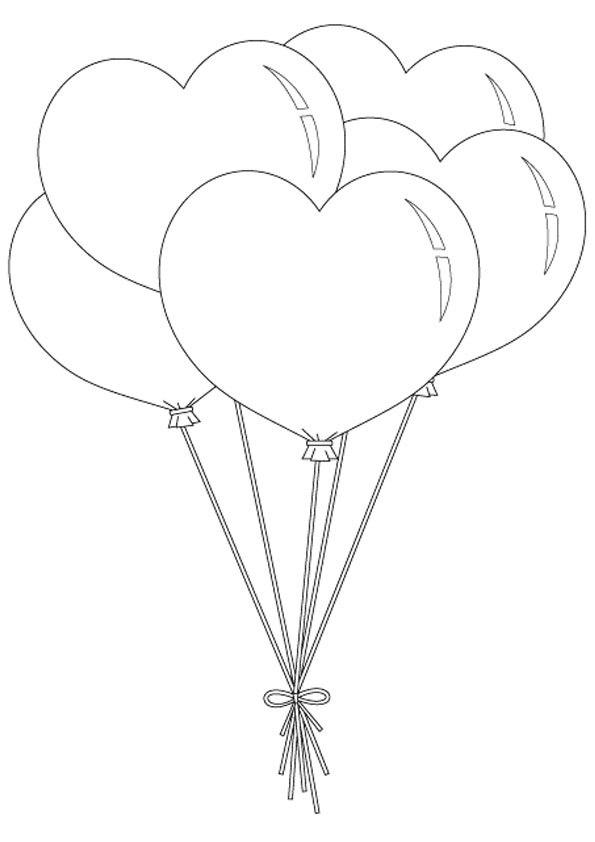 Coloring pages heart shape balloon coloring page