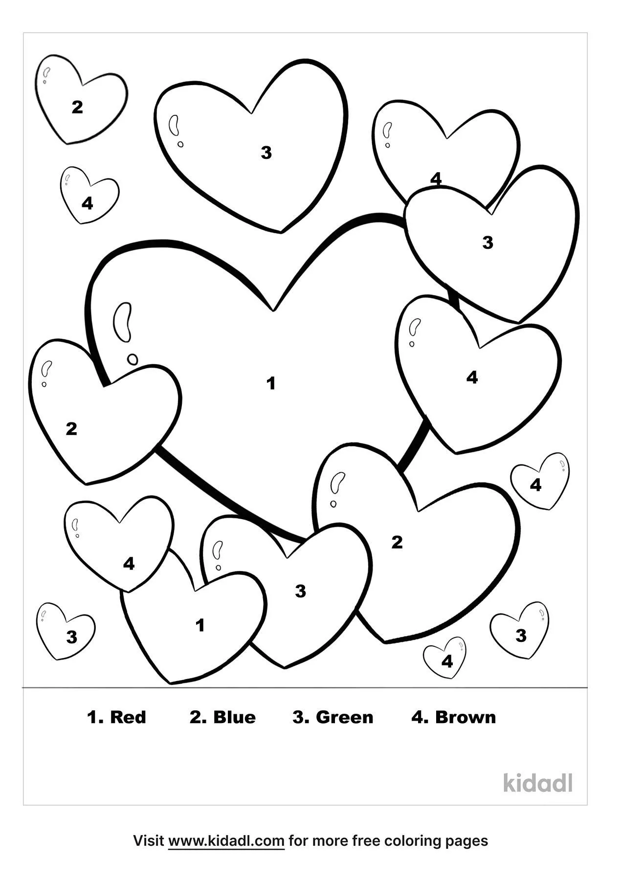 Free heart color by numbers coloring page coloring page printables