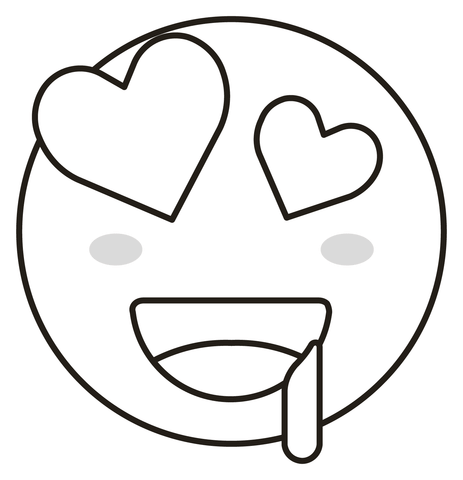 Smiling face with heart eyes coloring page free printable coloring pages