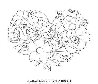 Coloring page flower heart coloring page stock vector royalty free
