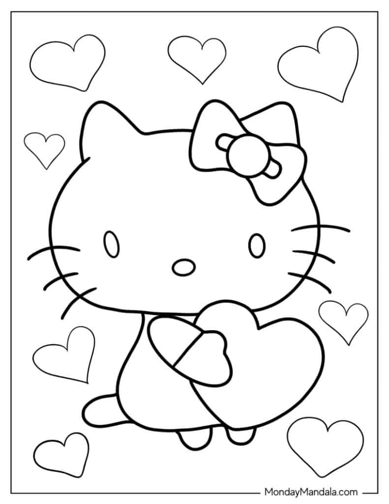 Hello kitty coloring pages free pdf printables