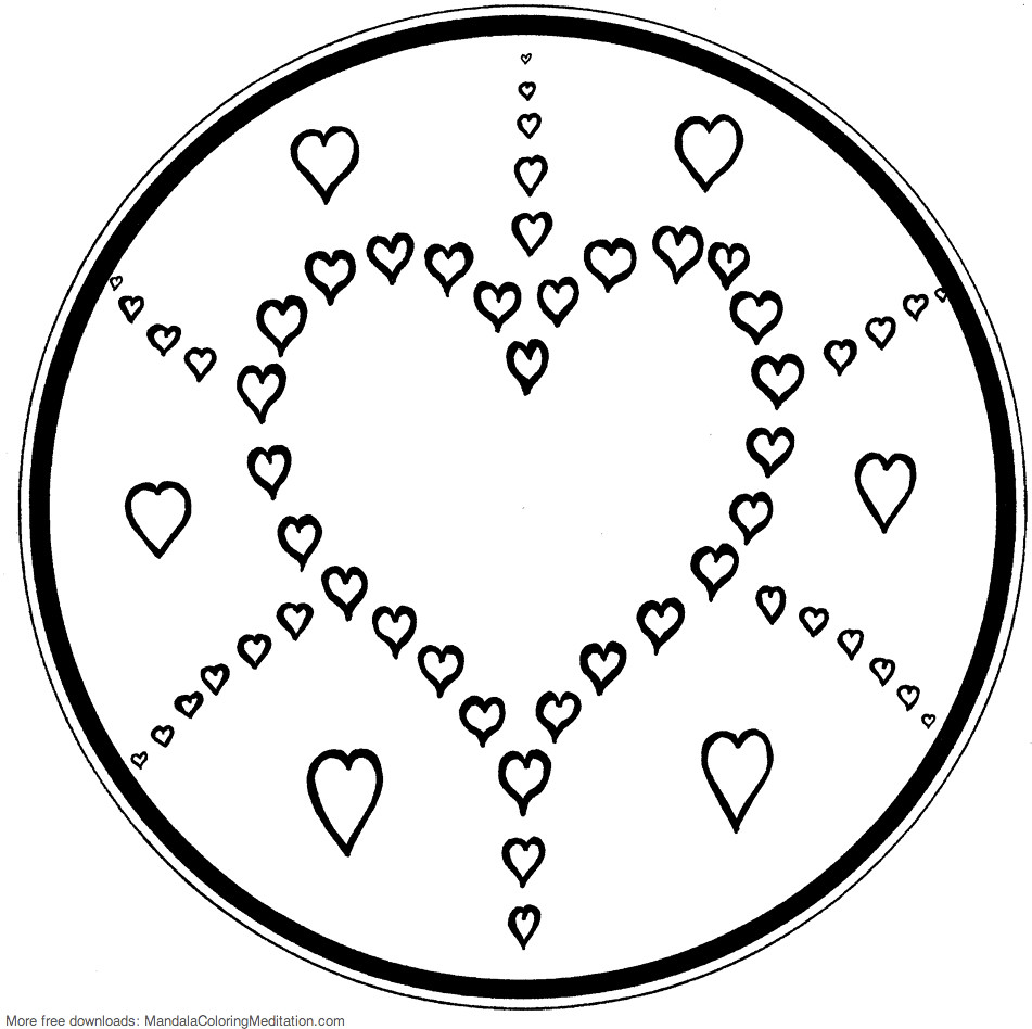 Printable children coloring page heart mandala another â