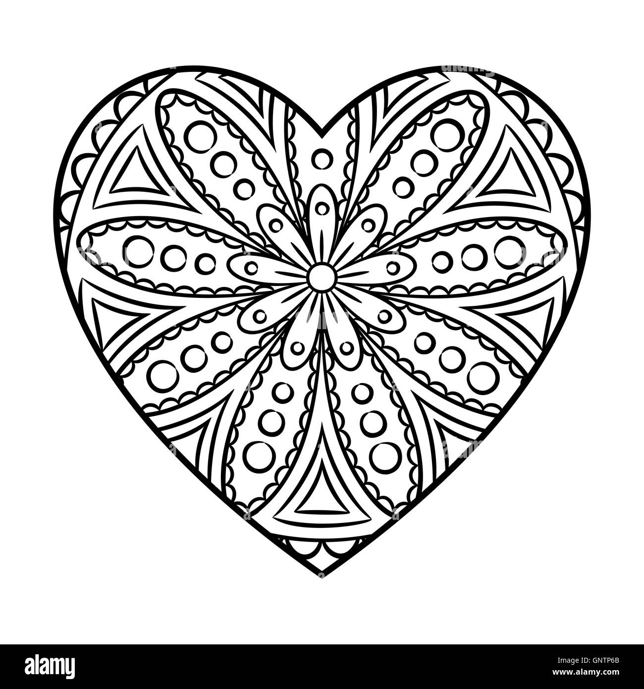 Doodle heart mandala stock vector image art