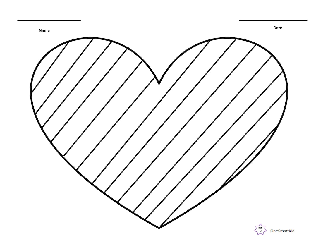 Valentines day striped big heart coloring page