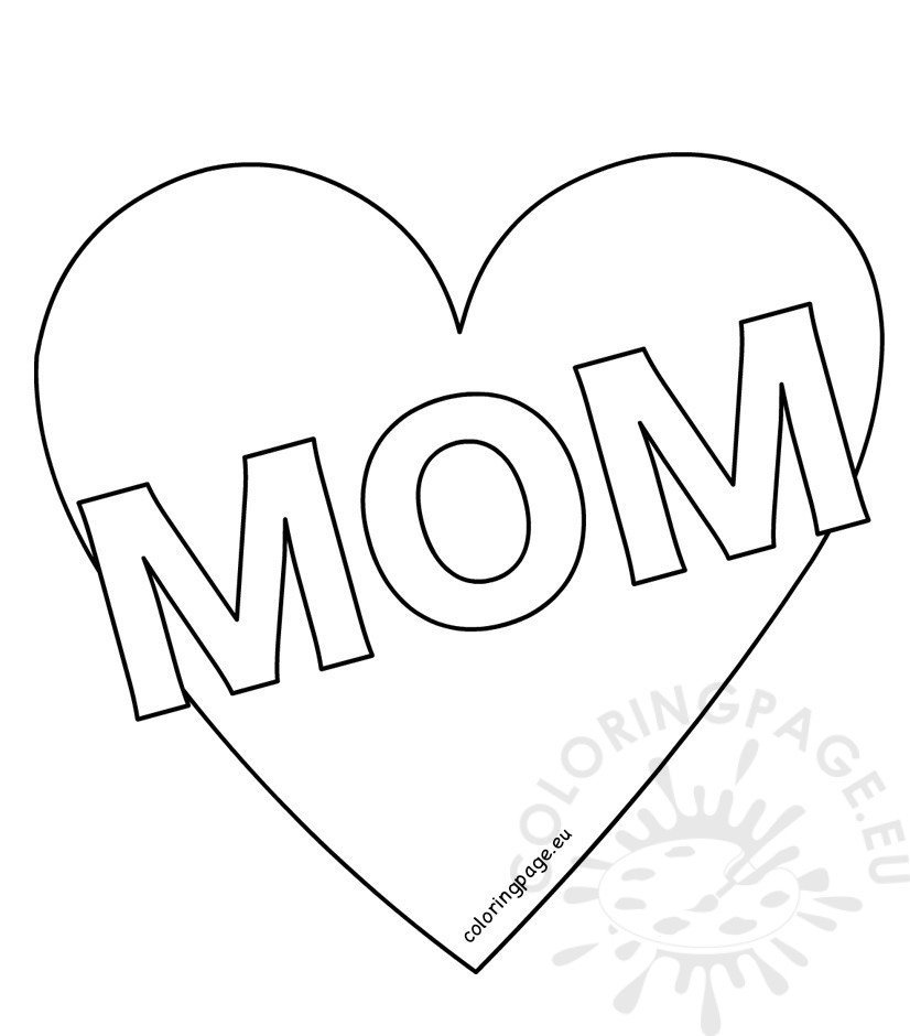 Mom heart coloring page mothers day coloring page