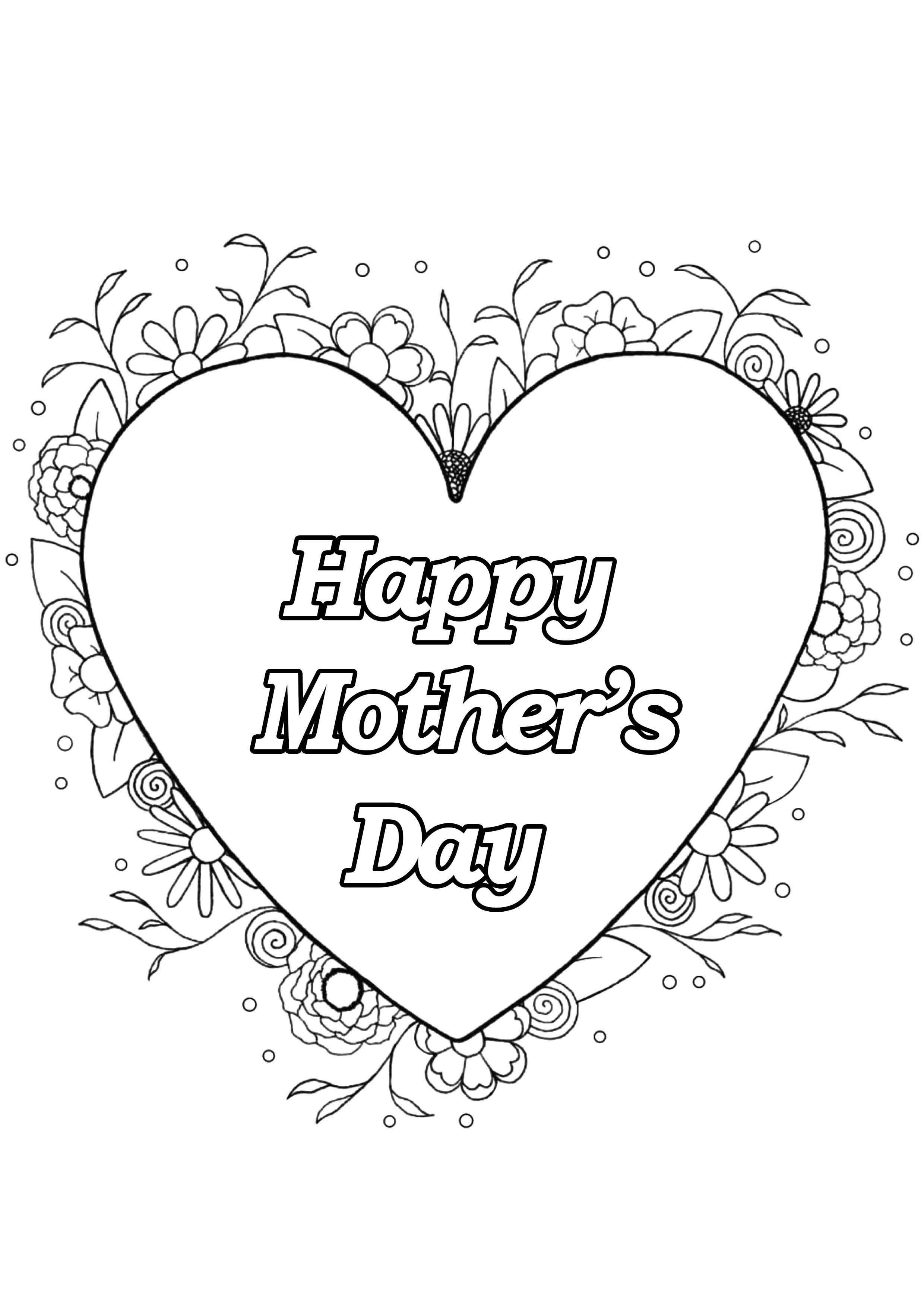 Mothers day coloring page heart coloriage fãªte des mãres dessin pour mamie fãªte des pãres