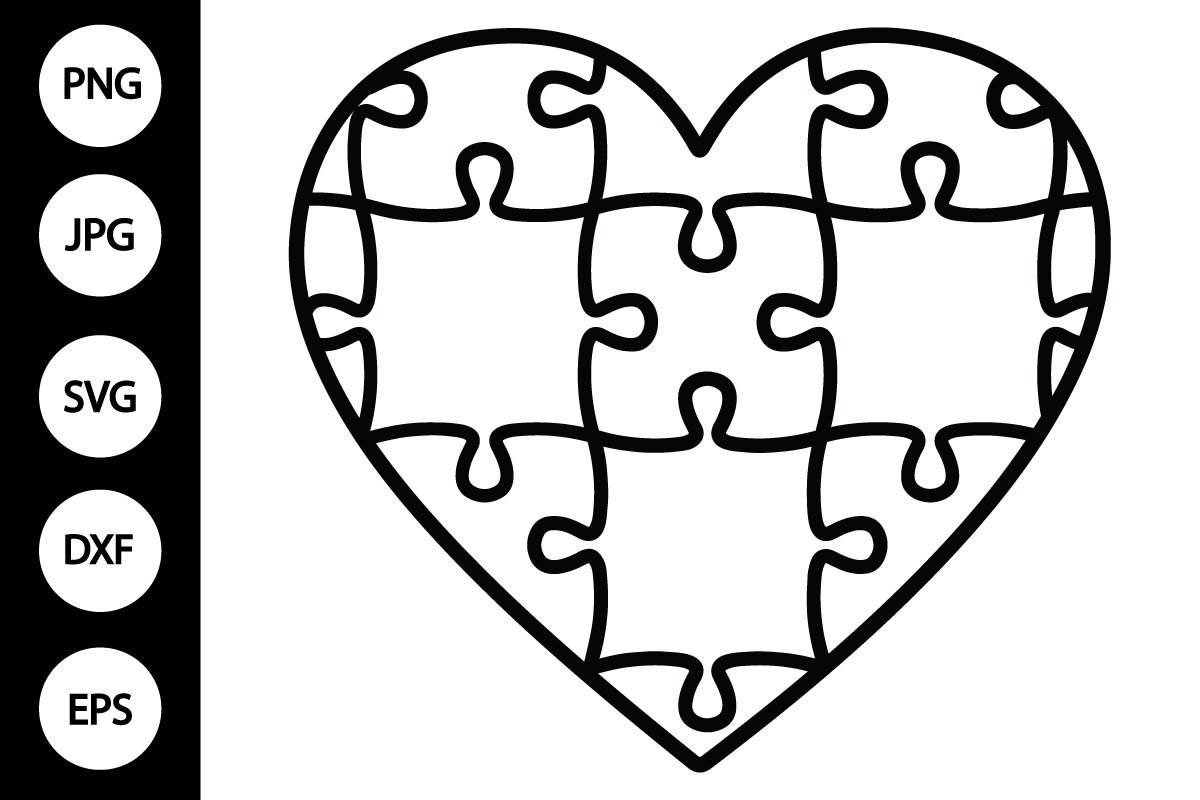 Outline heart puzzle svg