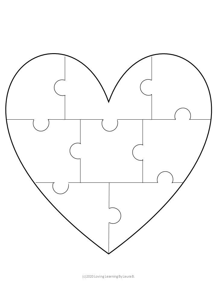 Free printable heart puzzle template