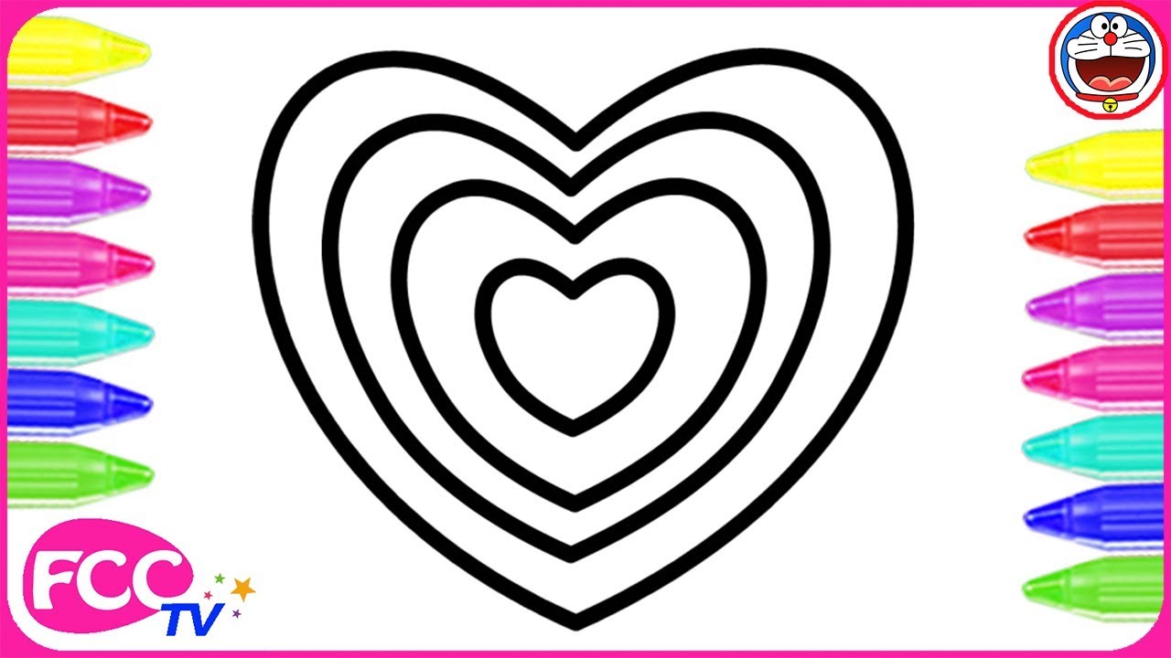 Learn how to draw how to color rainbow heart for baby coloring pages for learning colors