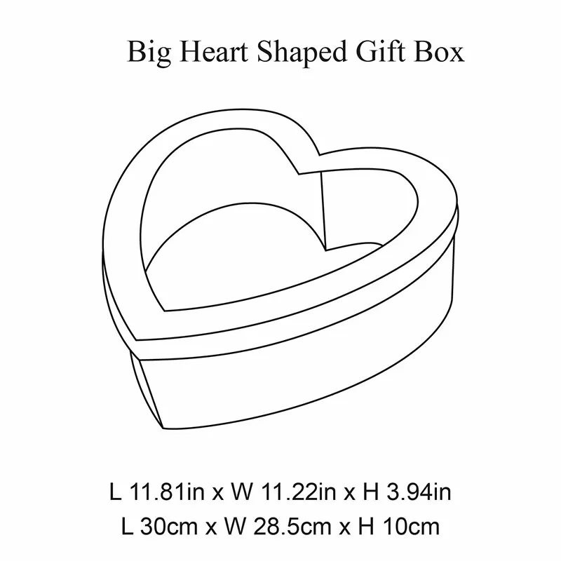 Red big heart shaped gift box with window