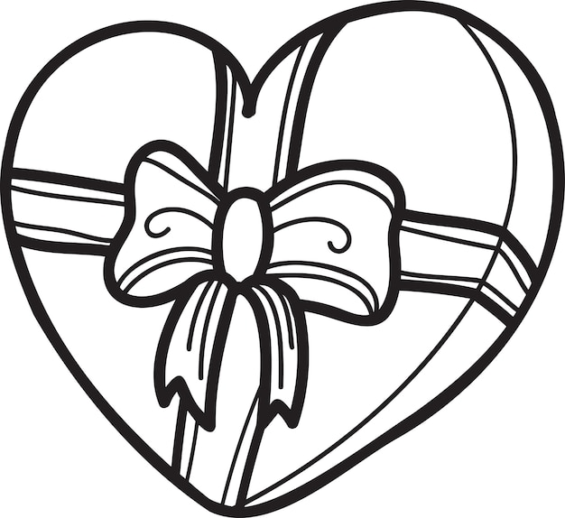 Premium vector hand drawn heart shape gift box illustration