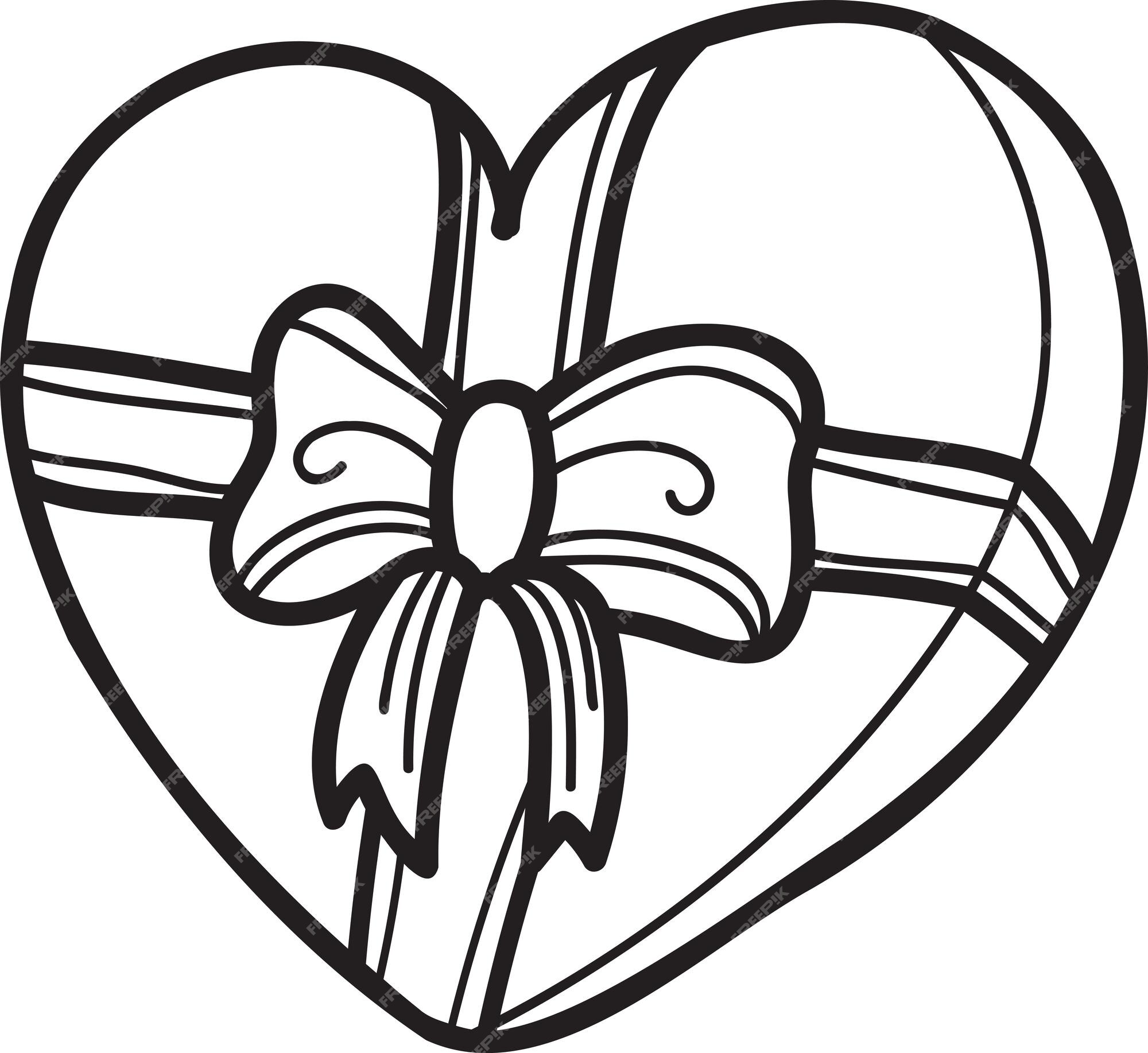 Premium vector hand drawn heart shape gift box illustration