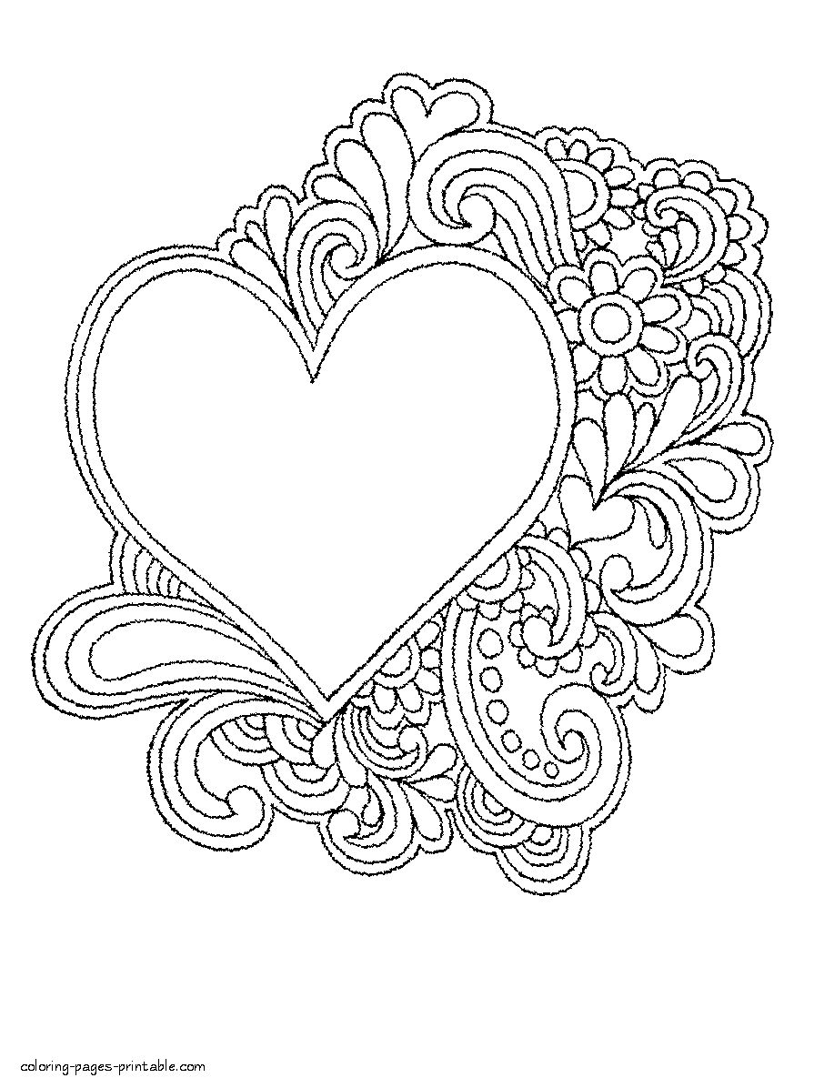 Printable coloring pages hearts and flowers heart coloring pages love coloring pages valentine coloring pages
