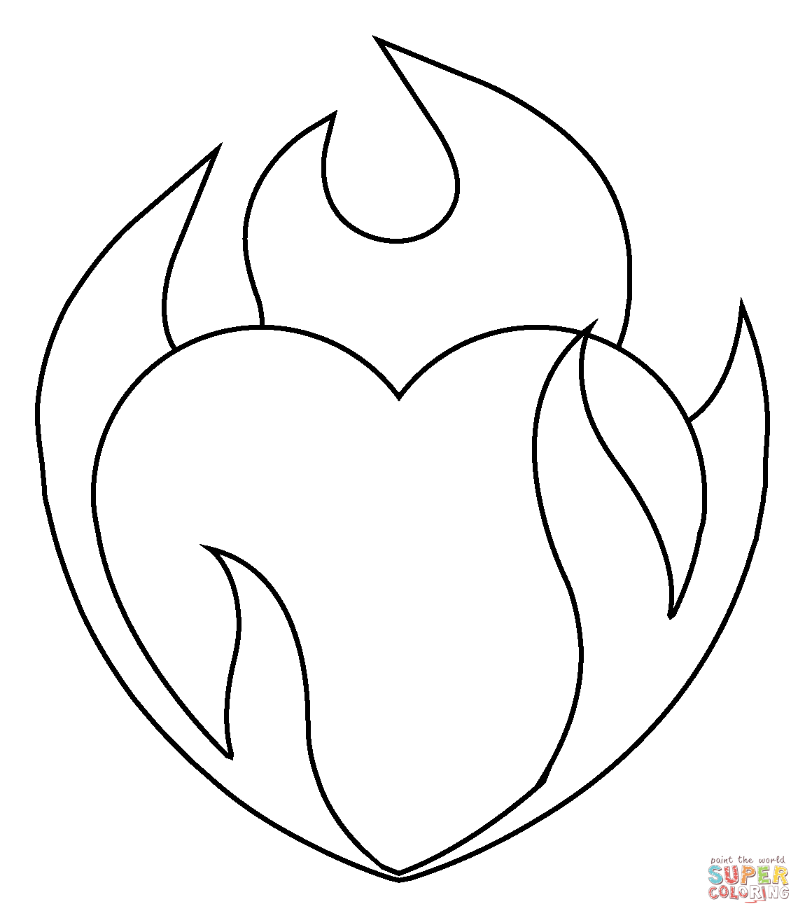 Heart on fire emoji coloring page free printable coloring pages