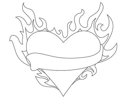 Flame heart heart coloring pages heart drawing coloring pages