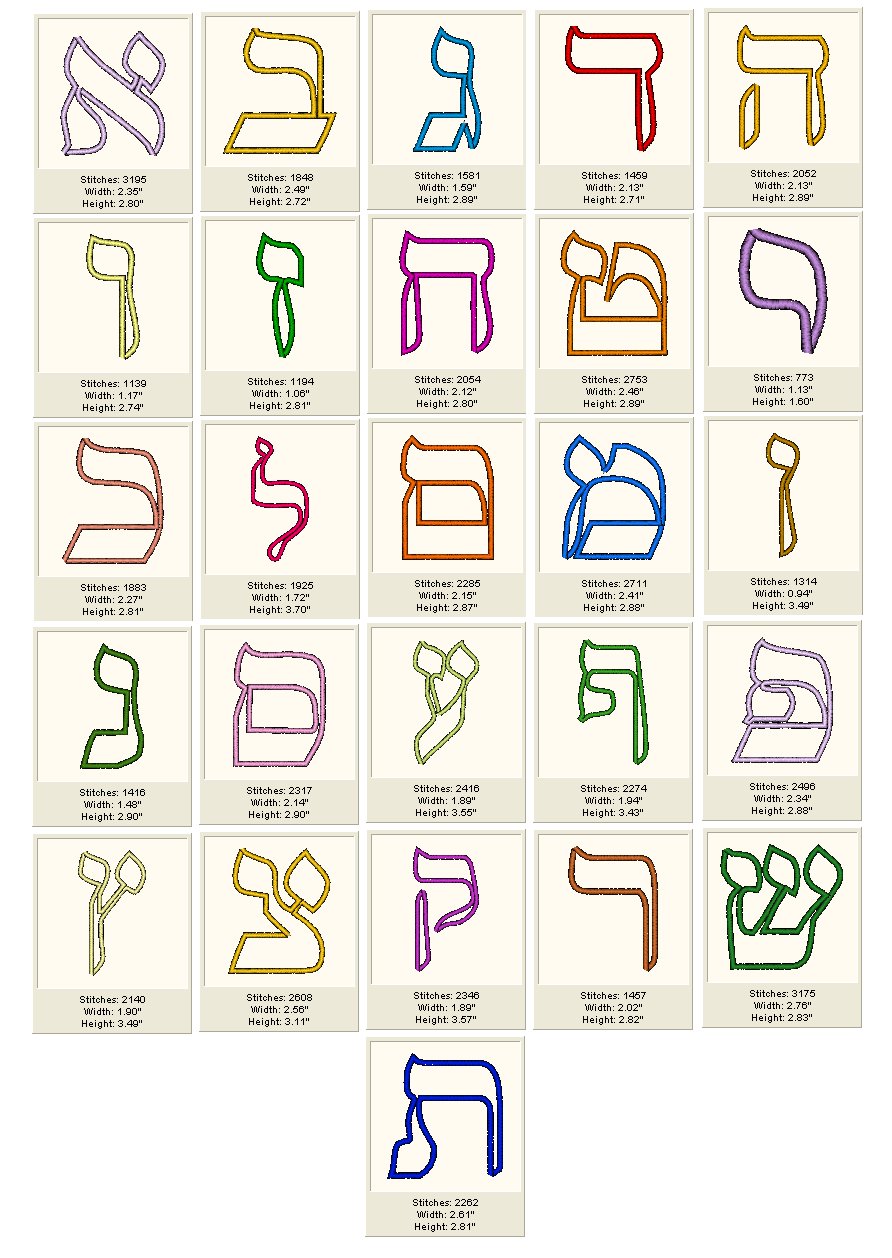 Aleph bet in applique