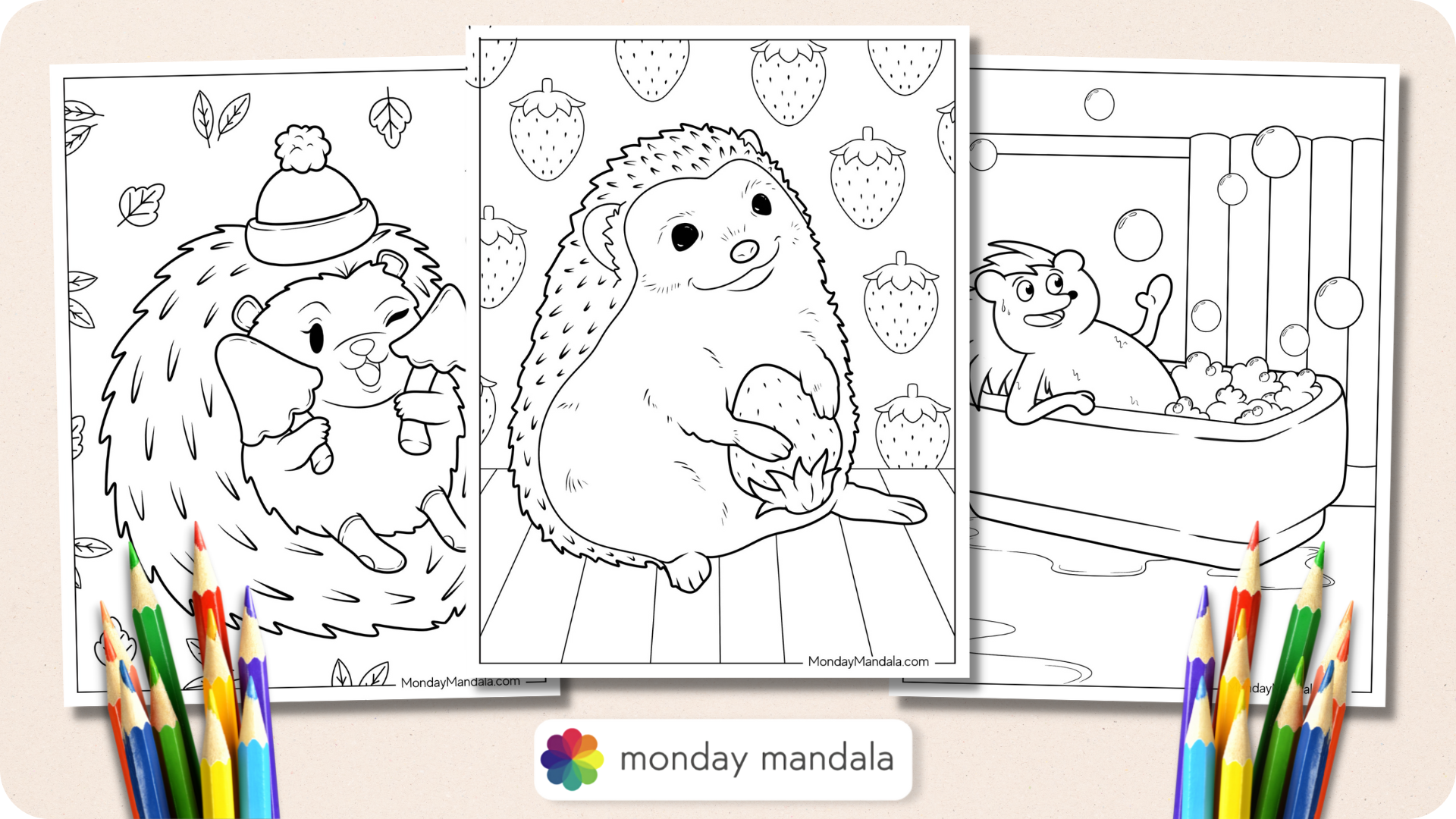 Hedgehog coloring pages free pdf printables