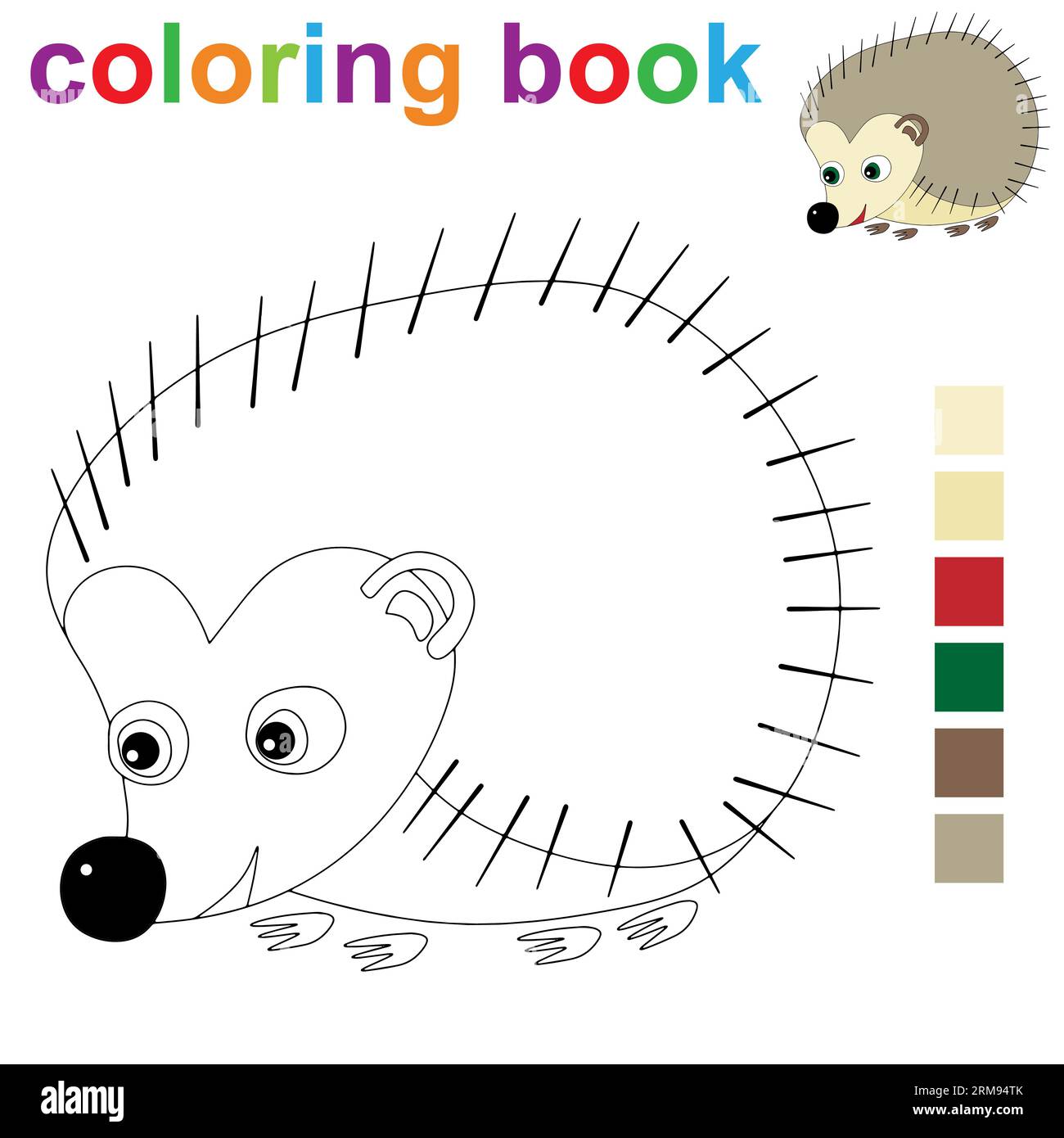 Coloring book page template with a hedgehog for kids vector illustration eps stock vector image art