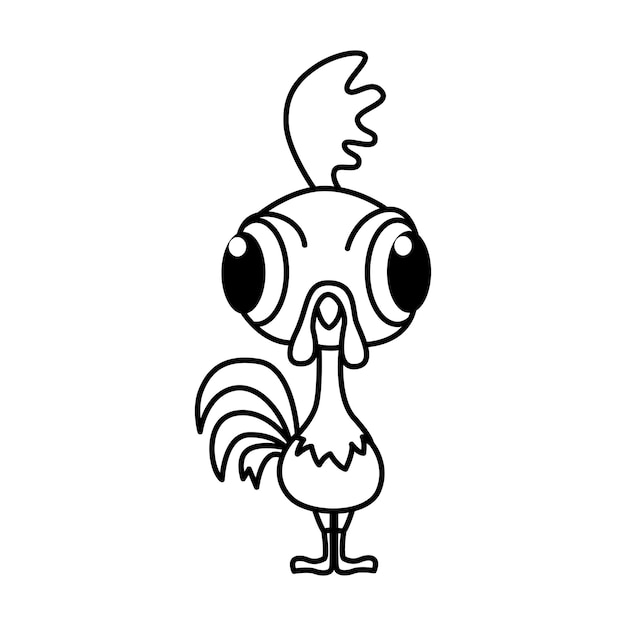 Premium vector cute rooster cartoon characters vector illustration for kids coloring book