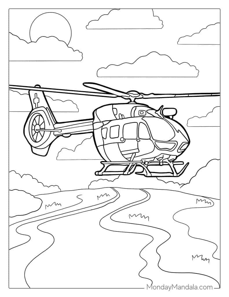 Helicopter coloring pages free pdf printables
