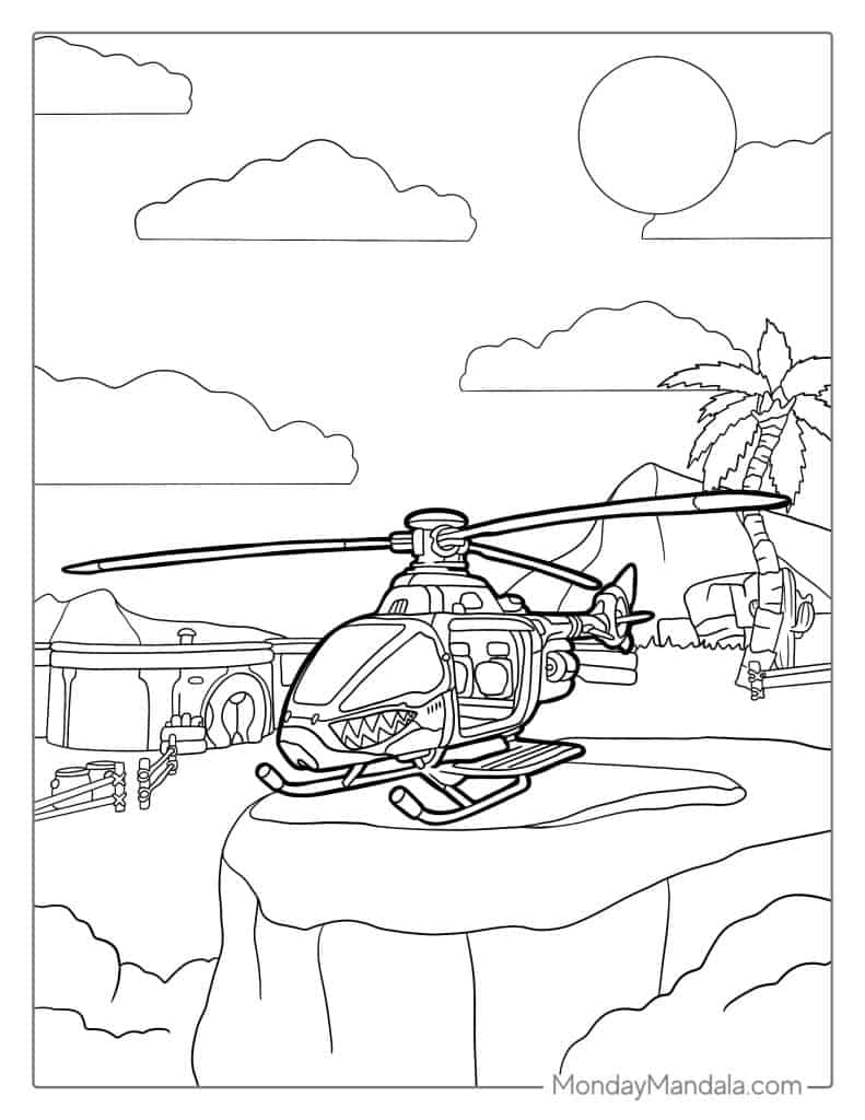Helicopter coloring pages free pdf printables