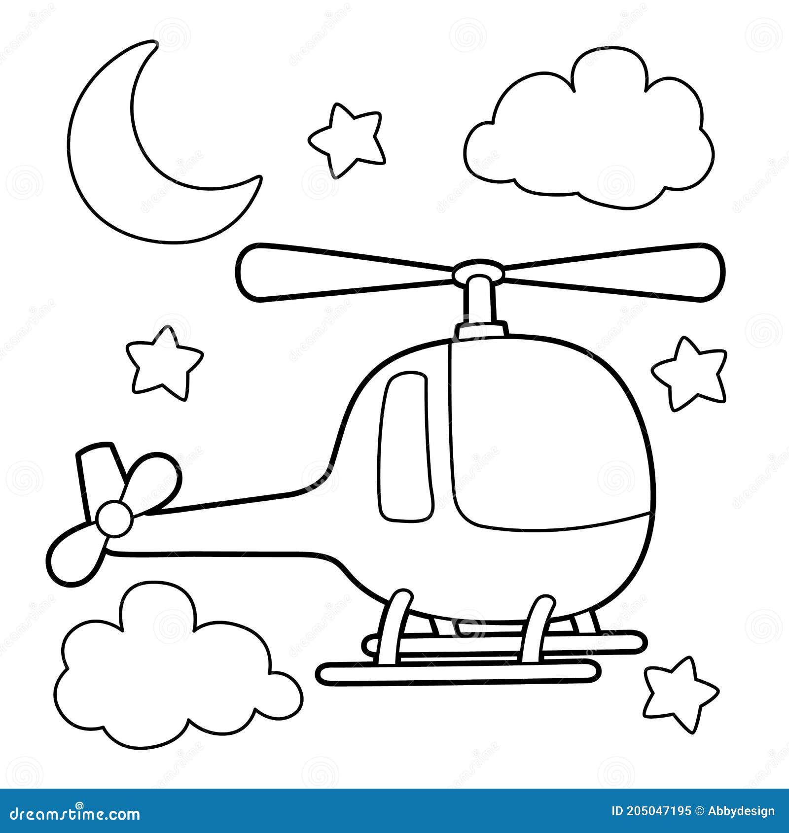 Helicopter coloring page stock vector illustration of contour