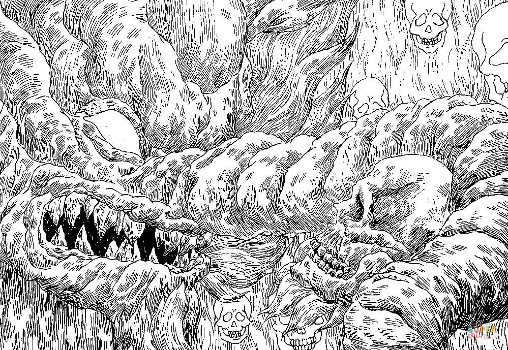 Skulls in the hell coloring page free printable coloring pages