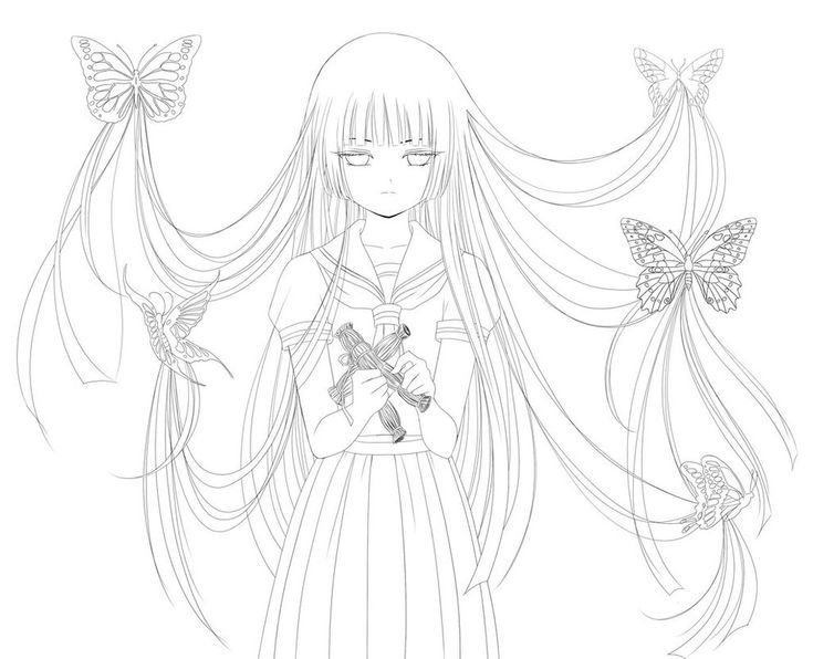 Lineart hell girl by rurutia on deviantart hell girl coloring pages for girls chibi coloring pages