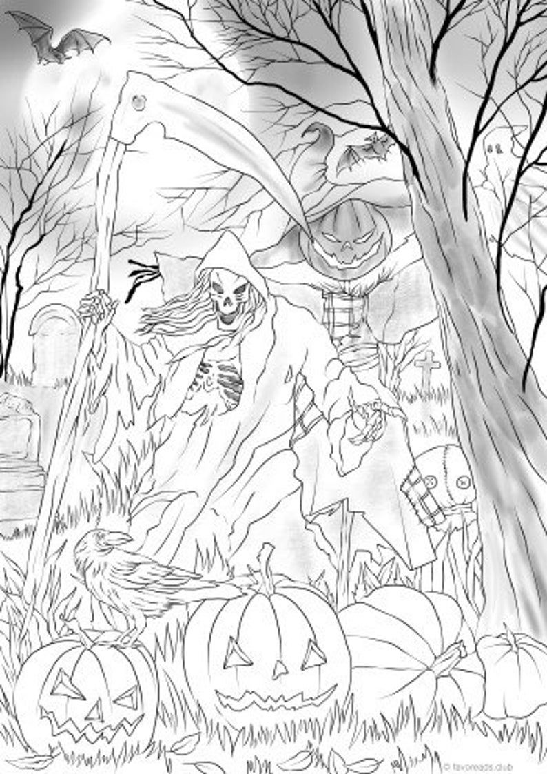 Hell night printable adult coloring page from favoreads