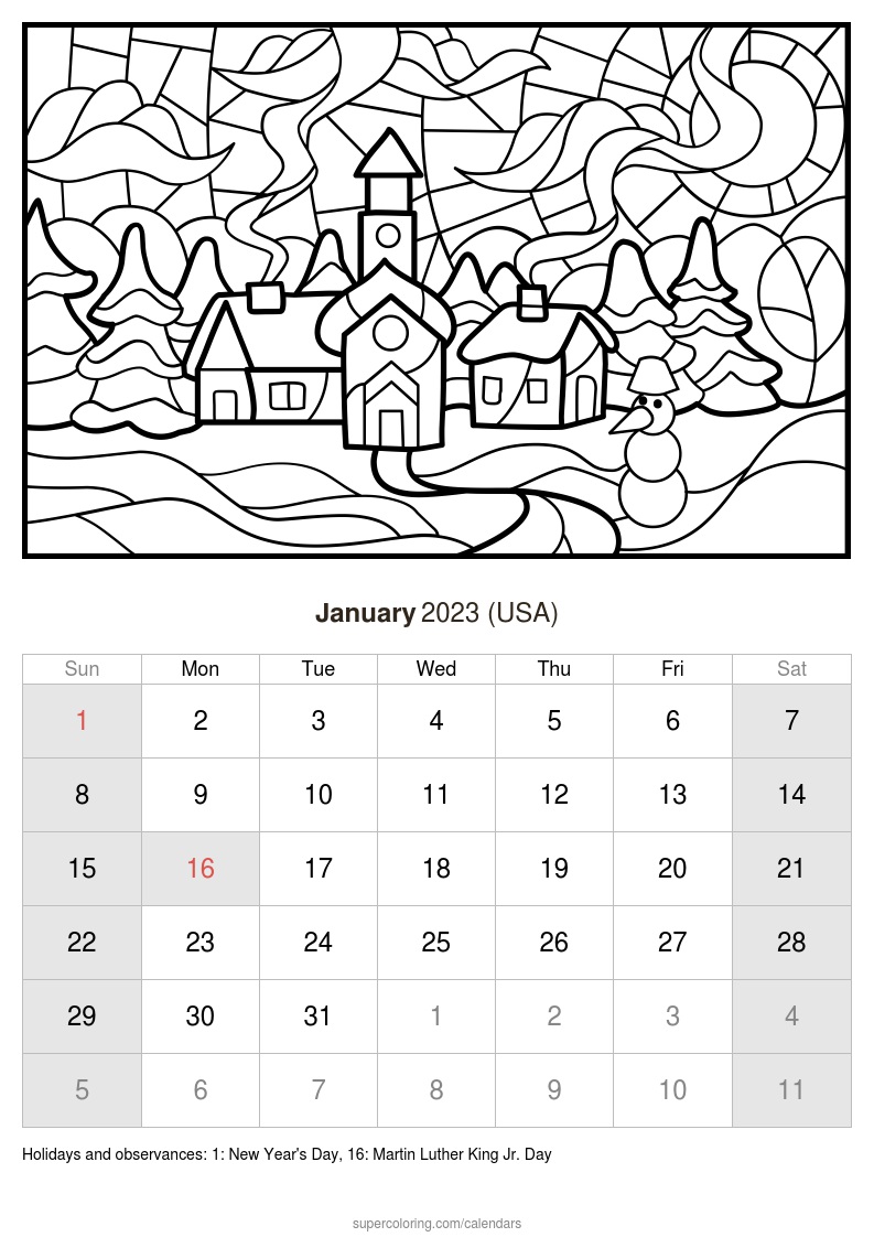 January calendar