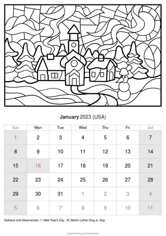 January calendar