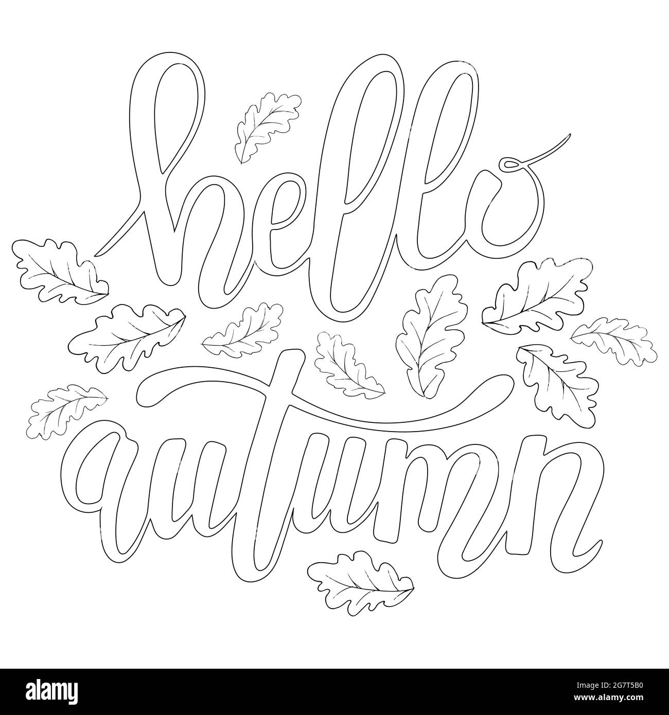 Hello autumn vector coloring book page stock vector image art