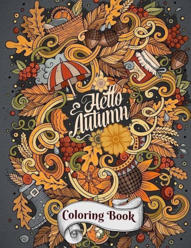 Hello autumn coloring book fall harvest coloring pages