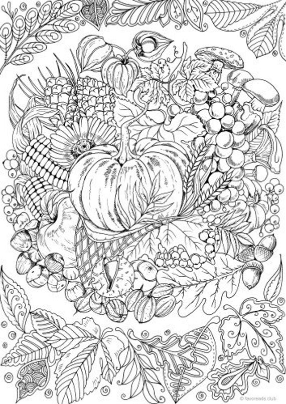 Hello autumn printable adult coloring page from favoreads coloring book pages for adults and kids coloring sheets colouring designs