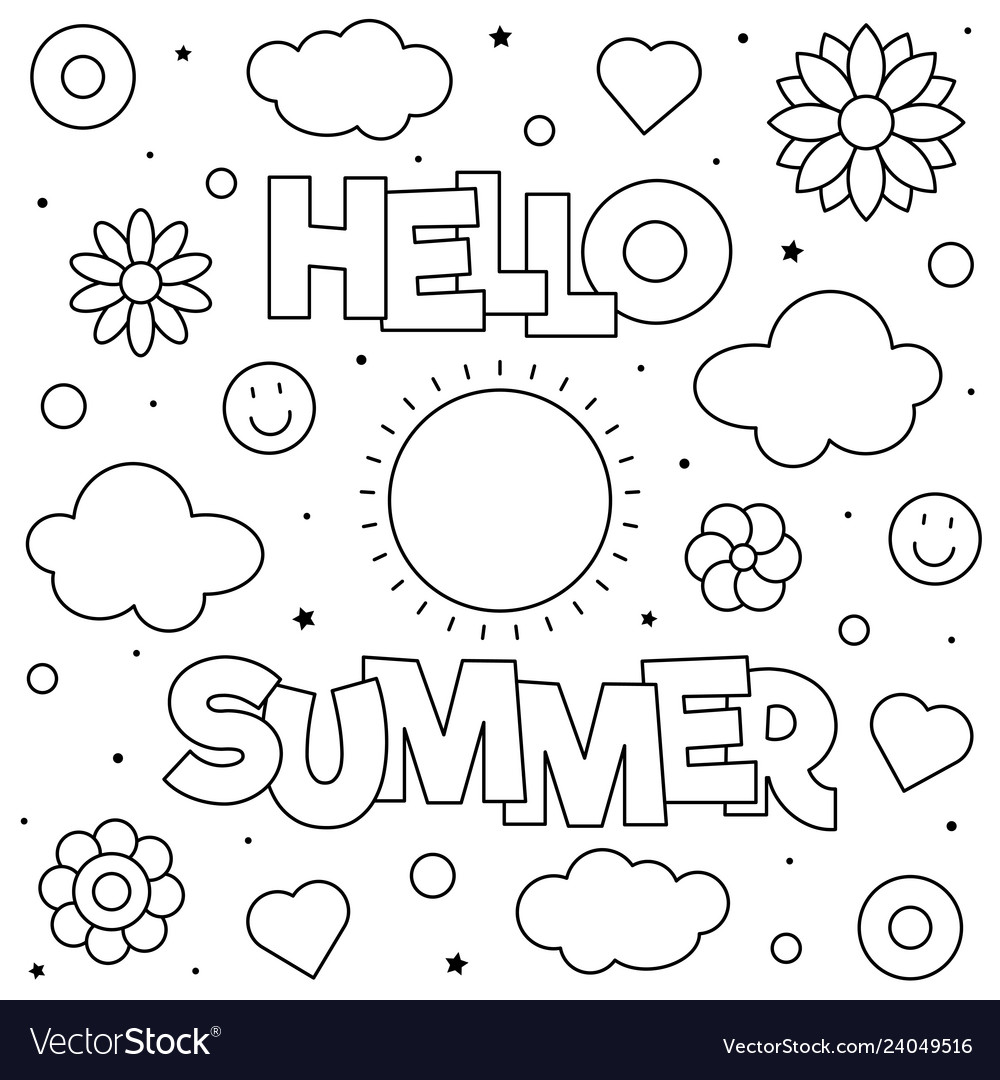Hello summer coloring page royalty free vector image