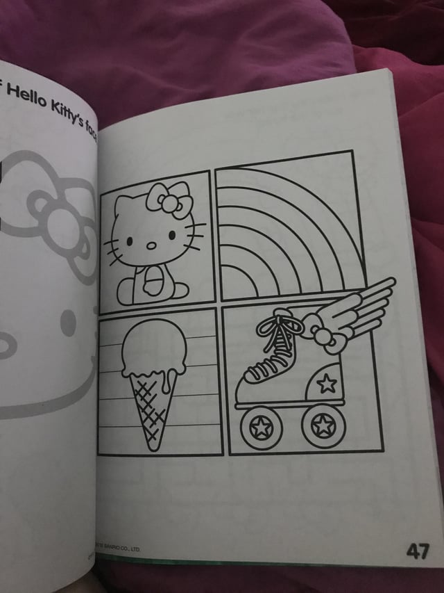 More hello kitty finds at walmart this coloring book with stickers it was on like four dollars and the stickerscoloring pages are so cute rhellokitty