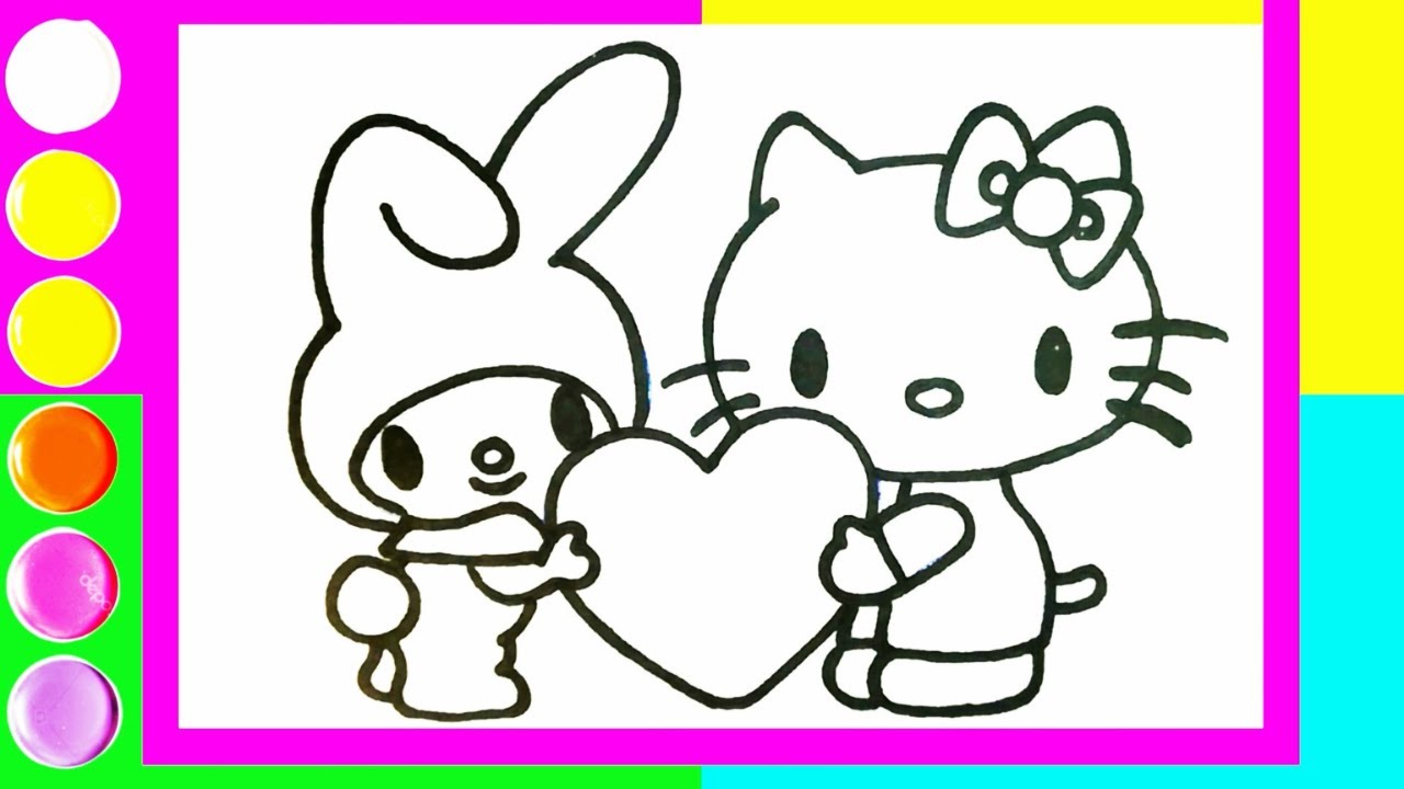 Hello kitty my melody coloring for kids and toddlers