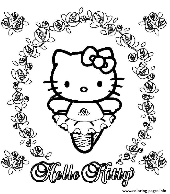 Ballerina hello kitty bd coloring page printable