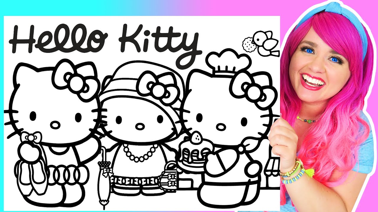 Coloring hello kitty ballet dress